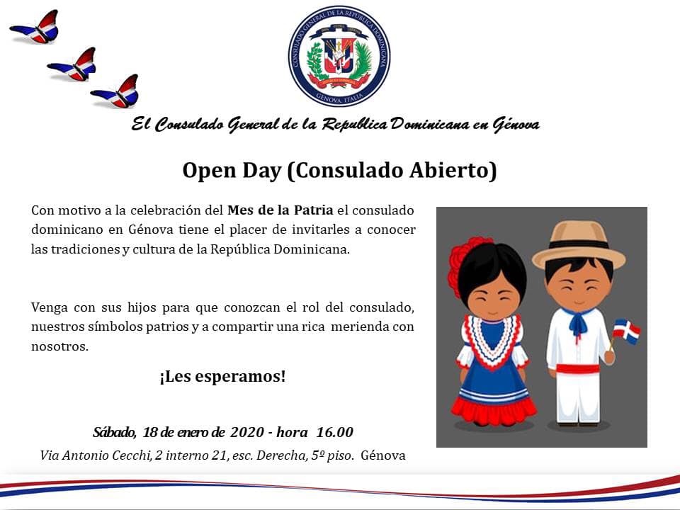 Génova.- Sábado 18 de enero: Open Day del Consulado&nbsp;Dominicano