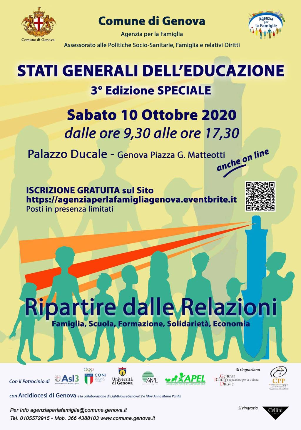 Sabato 10 Ottobre 2020 dalle ore 9,30 alle ore 17 si svolgeranno a Palazzo Ducale gli Stati Generali&nbsp;dell’Educazione