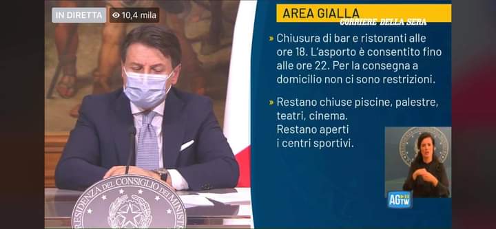 El anuncio del Presidente Conte.- La Región Liguria es zona&nbsp;amarilla.