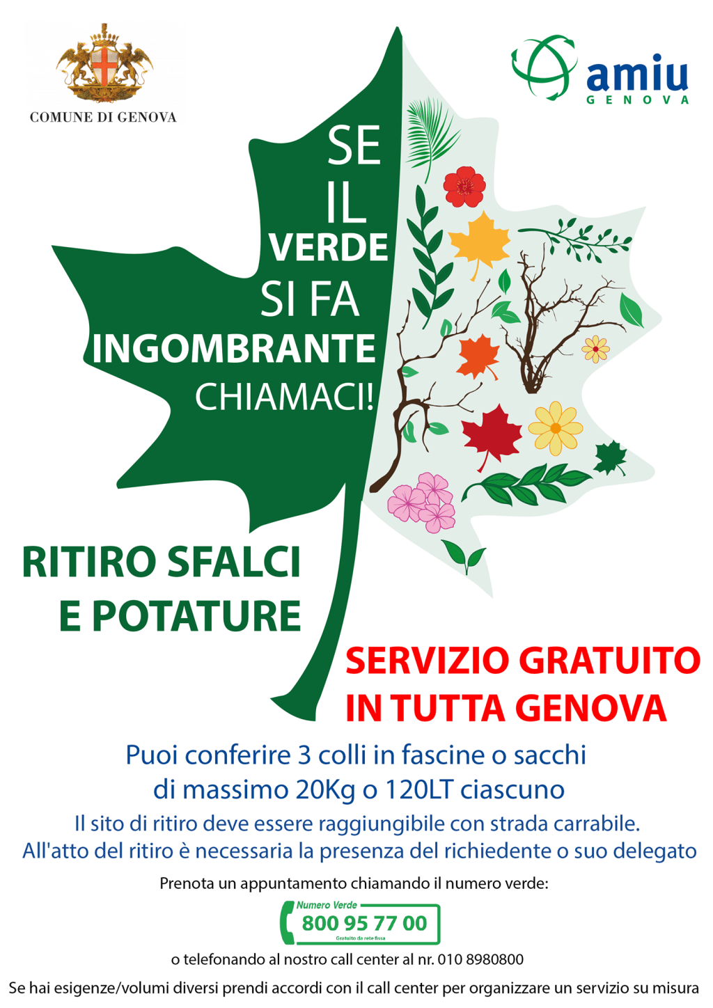 DAL 1 GIUGNO SFALCI E POTATURE RITIRO GRATIS A DOMICILIO A&nbsp;GENOVA