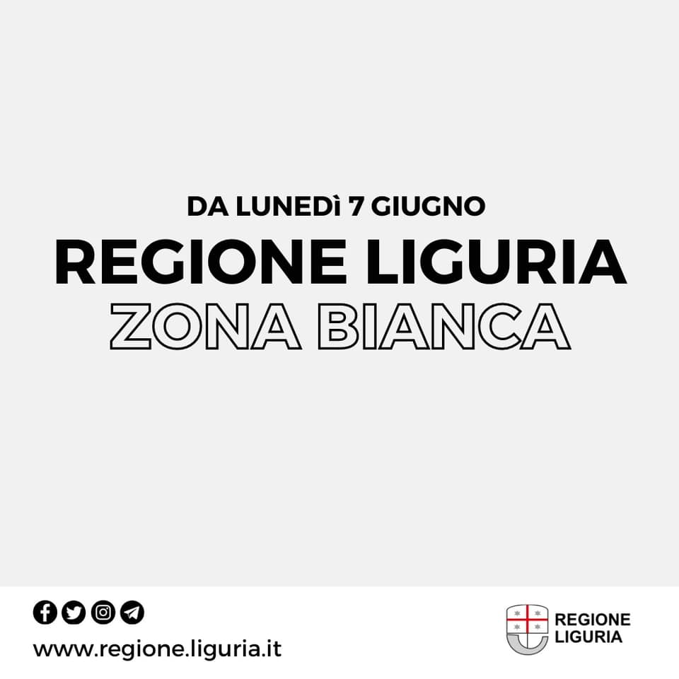 Lunes 7 Junio.- La Región Liguria será Zona&nbsp;Blanca.