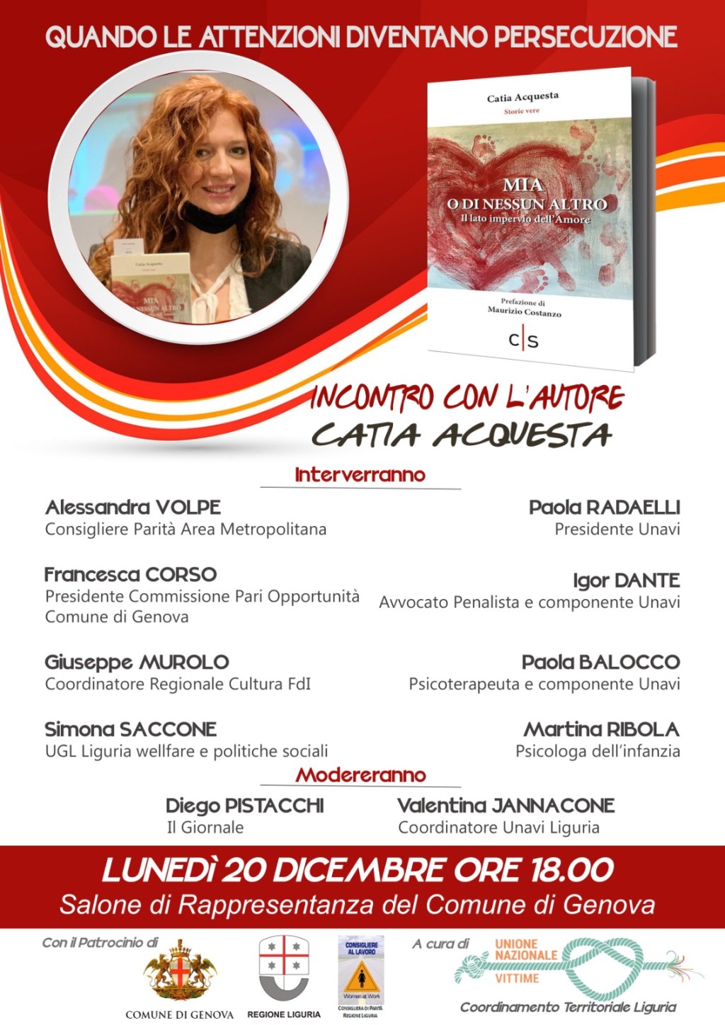 Genova.- Lunedì 20 dicembre 2021. Un convegno e la presentazione del libro “Mia o di nessun altro” per approfondire un tema particolarmente&nbsp;sentito.