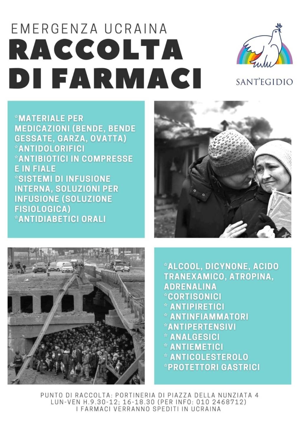 Genova.- ‘Emergenza Ucraina’ Sant’Egidio organizza raccolta di&nbsp;farmaci