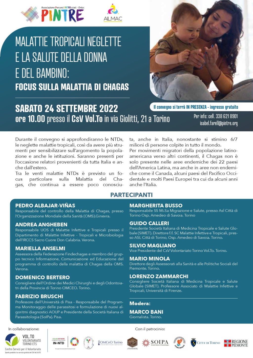 TORINO.- PRIMO CONVEGNO SU MALATTIE TROPICALI NEGLETTE UN FOCUS SPECIFICO SULLA MALATTIA DEL&nbsp;CHAGAS.