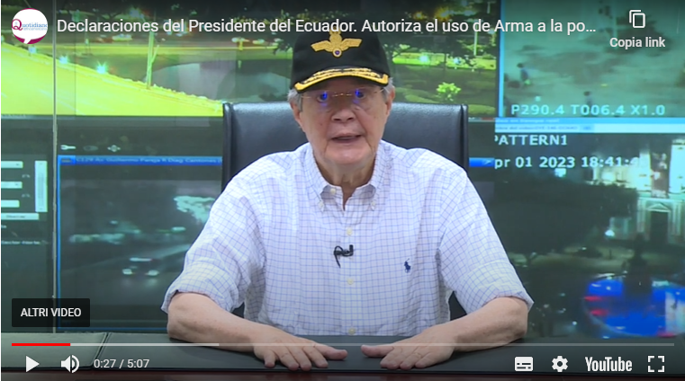 Ecuador.- Presidente Lasso, autoriza la tenencia y porte de armas de uso civil para defensa&nbsp;personal.