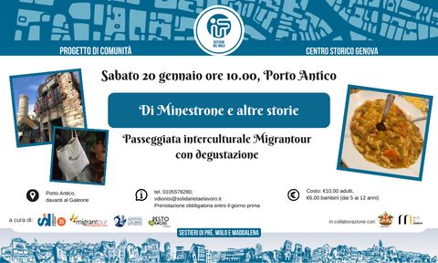 Sabato 20 gennaio ore 10. ‘Di Minestrone e altre storie ‘   Passeggiata Interculturale Migrantour con&nbsp;degustazione.