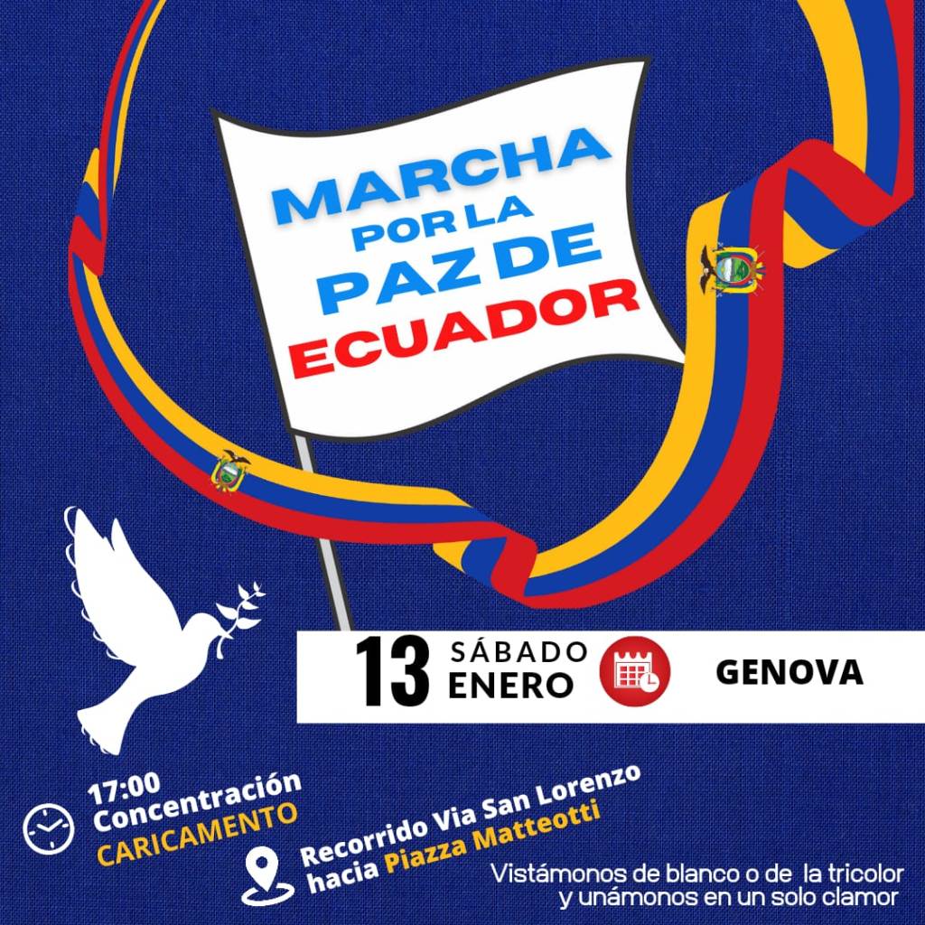 Diversi attori sociali ecuadoriani a Genova organizzano fiaccolata per la Pace in&nbsp;Ecuador.