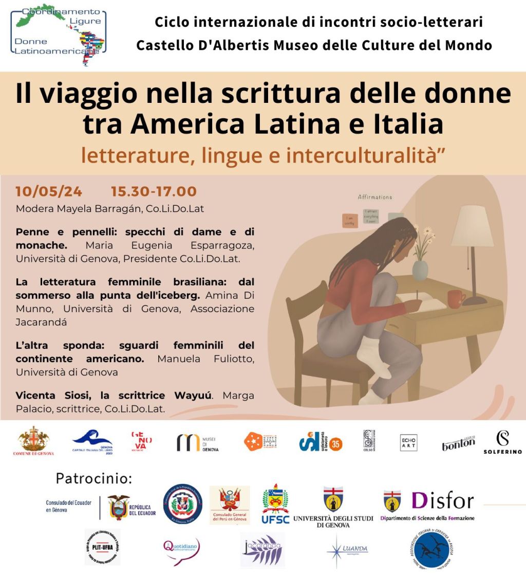 Venerdi 10 Maggio ore 17.-  Secondo incontro del 1° Ciclo internazionale di incontri socio-letterari “Il viaggio nella scrittura delle donne tra America Latina e&nbsp;Italia”