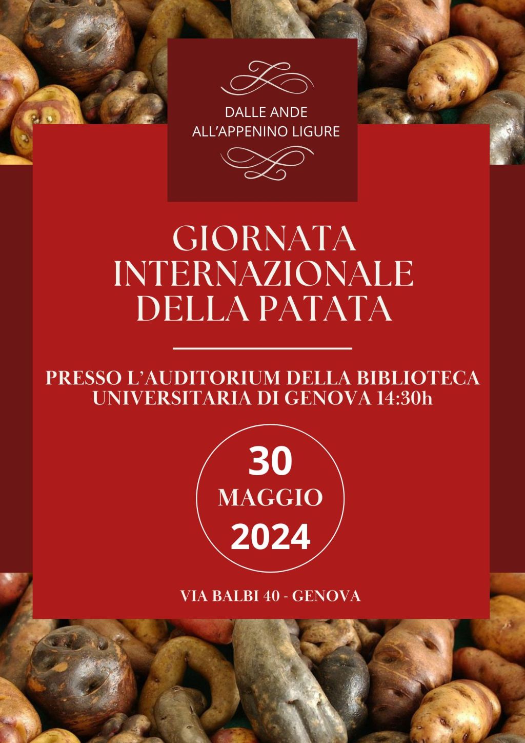 Giovedi 30 Maggio ore 14.30.- Iniziativa a Genova per Valorizzare il ‘ Patrimonio della&nbsp;Patata’