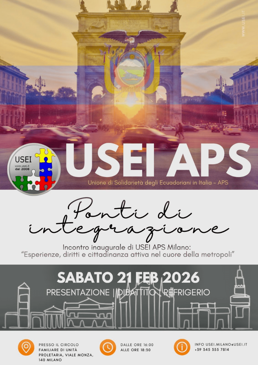 USEI APS sbarca a Milano: il 21 febbraio l’inaugurazione ufficiale con l’evento “Ponti di&nbsp;Integrazione