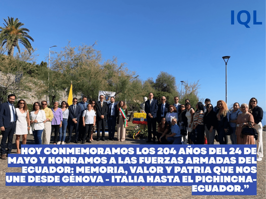 Conmemoración de los 204 años del 24 de Mayo con una ceremonia de ofrendas florales en el busto del Libertador Simón Bolívar en&nbsp;Génova